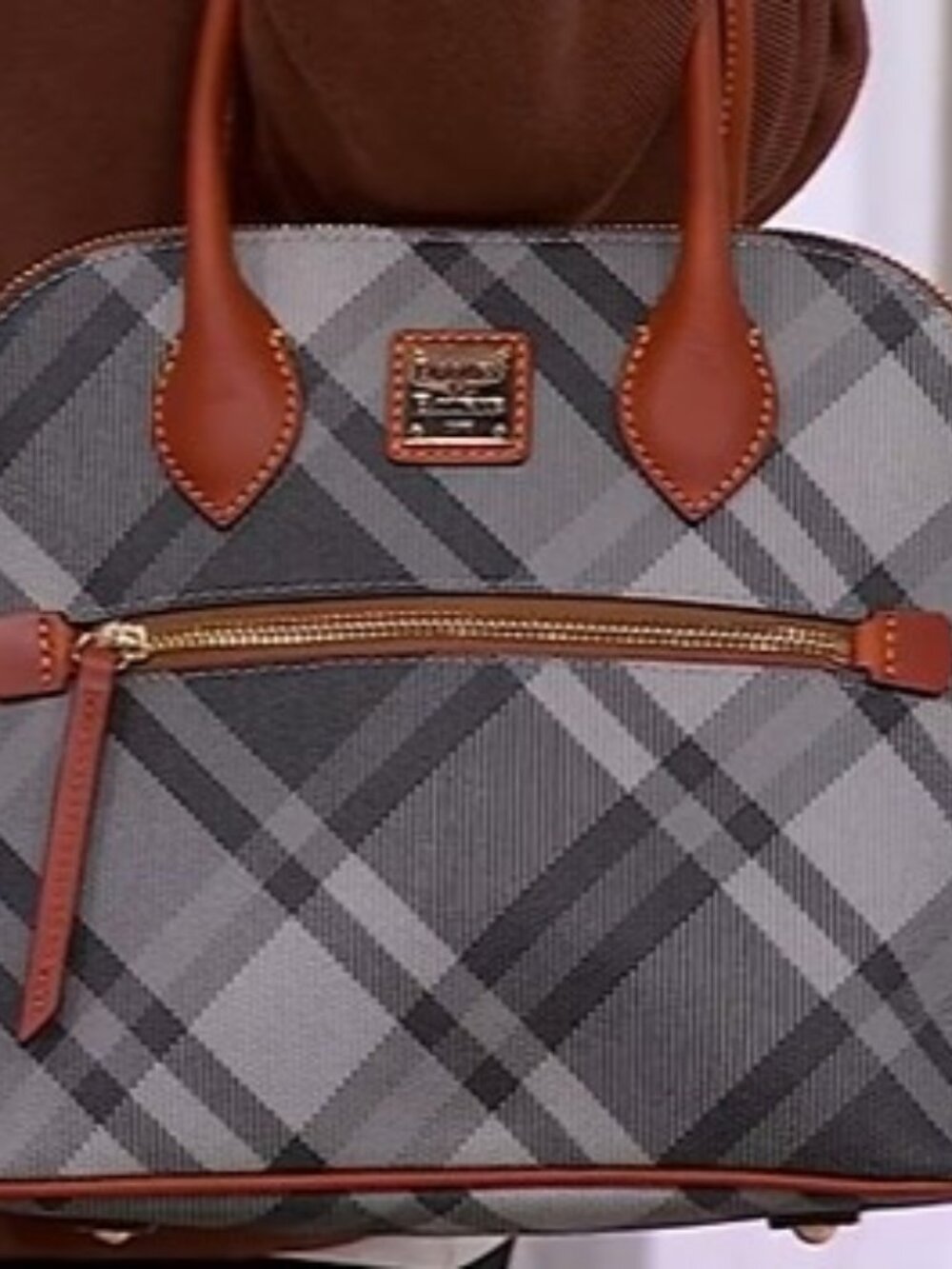 New Dooney & Bourke Coated Cotton Sutherland Domed Satchel Charcoal